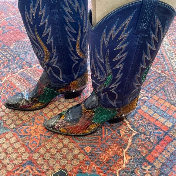 Dan Post Multicolor Snakeskin Python Heeled Boots - Picture 5 of 9